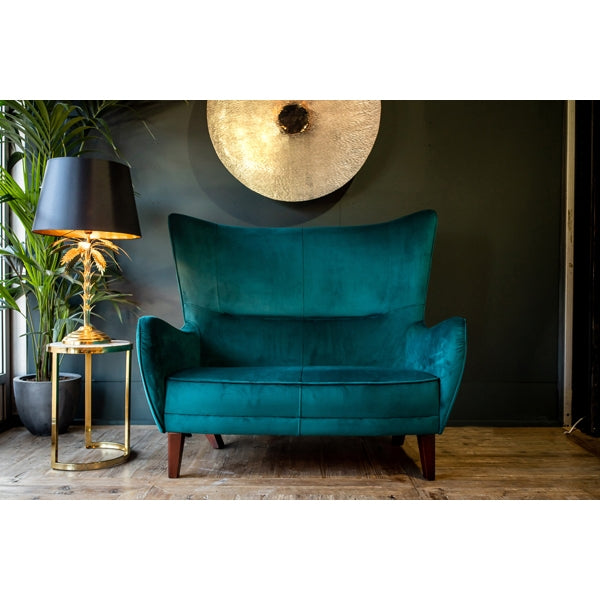 Deep teal top velvet sofa
