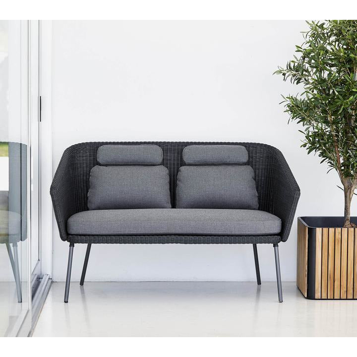 Grey Dining Bench with High Back