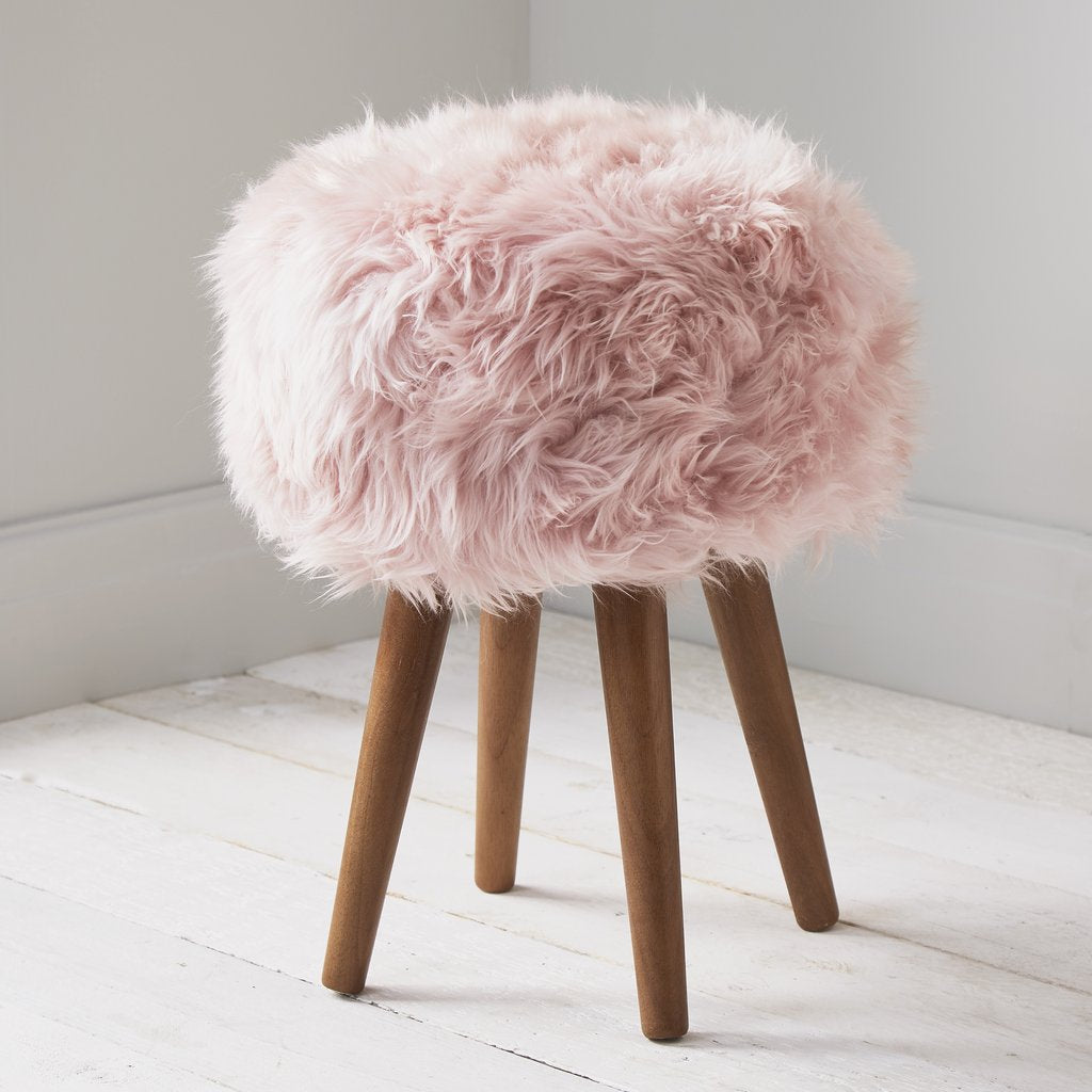 Pink sheepskin stool clearance