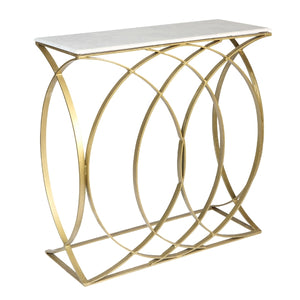 Concentric Circle Design Console Table - Gold Finish