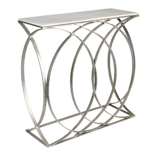 Concentric Circle Design Console Table - Silver Finish