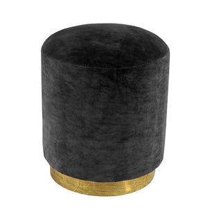 Small Velvet Stool With Brass Base - Ebony