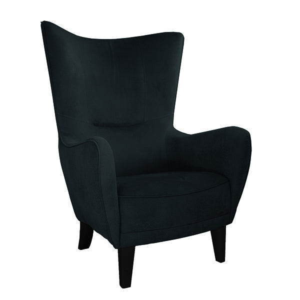 Romeo Velvet Chair - Ebony With Black Wood Legs