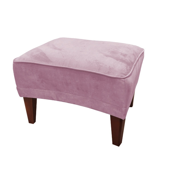 Romeo Velvet Footstool - Dusty Pink With Dark Wood Legs