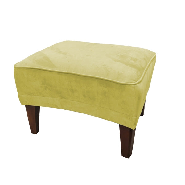 Romeo Velvet Footstool - Lime Green With Dark Wood Legs