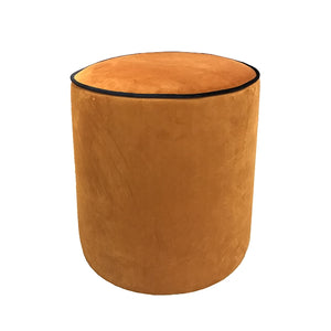 Piper Velvet Stool - Burnt Orange With Ebony Piping