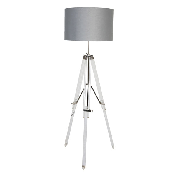 Acrylic Tripod Floor Lamp With Grey Shade (2 Boxes)