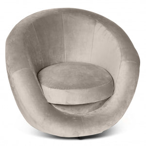 Leo Velvet Revolving Tub Chair - Silver Grey