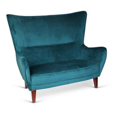 Romeo 2-seater Velvet Sofa - Jade Green With Dark Wood Legs