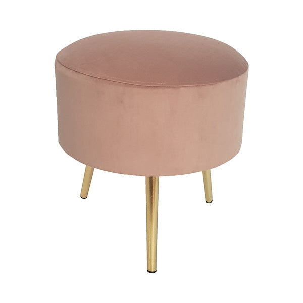 Drummer Velvet Stool - Dusty Pink With Gold Legs