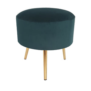 Drummer Velvet Stool - Jade Green With Gold Legs