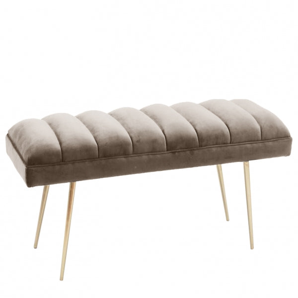 Velvet Bench - Silver Grey With Gold Legs