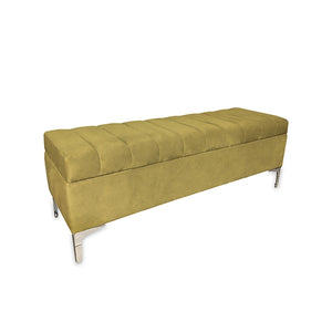 Colonial Velvet Ottoman Bench - Lime Green