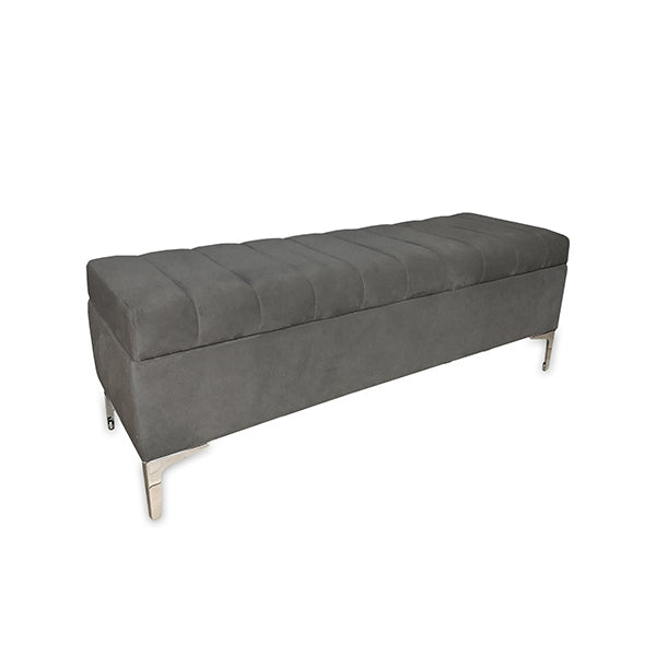 Colonial Velvet Ottoman Bench - Dark Grey