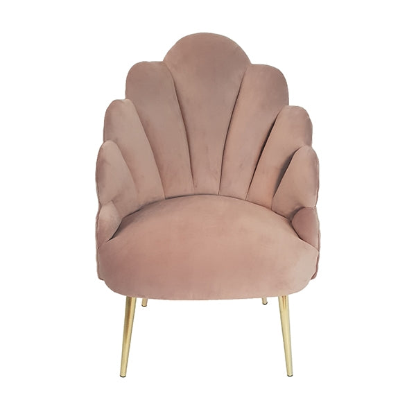 Chelsea Tulip Velvet Chair - Dusty Pink With Gold Metal Legs