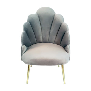 Chelsea Tulip Velvet Chair - Silver Grey With Gold Metal Legs