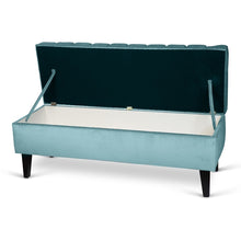 Colonial Velvet Ottoman Bench - Sky Blue