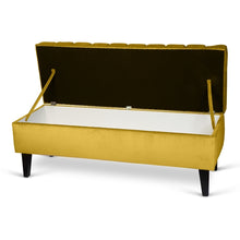 Colonial Velvet Ottoman Bench - Lime Green