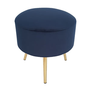 Drummer Velvet Stool - Marine Blue With Gold Legs