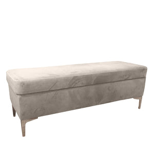 Emmie Velvet Ottoman Bench - Silver Grey