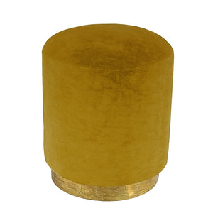 Small Velvet Stool With Brass Base - Mustard