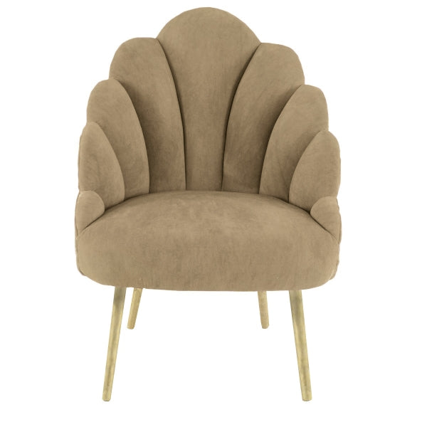 Chelsea Tulip Velvet Chair - Mink With Gold Metal Legs