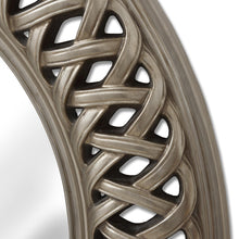 Round Silver Mirror with Thick Entwined Lattice Frame