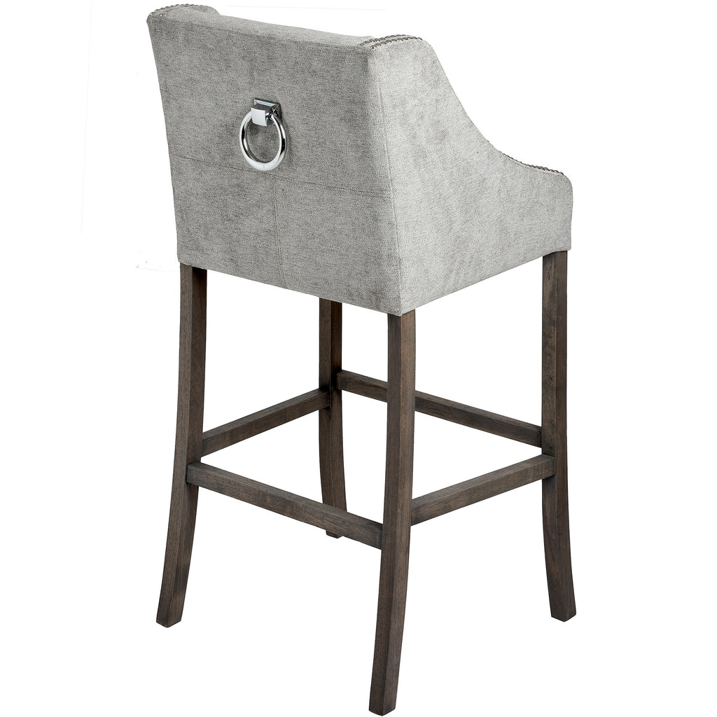 Grey Fabric Luxury Ring Back Bar Stool