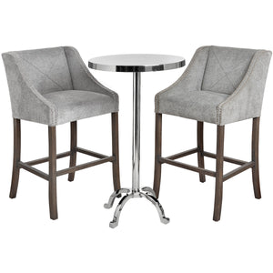 Grey Fabric Luxury Ring Back Bar Stool