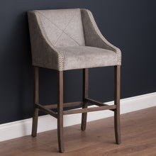 Grey Fabric Luxury Ring Back Bar Stool