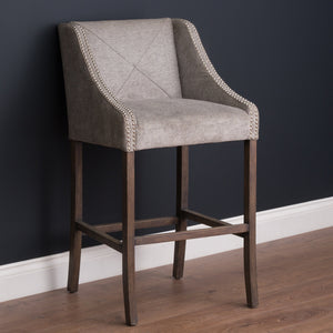 Grey Fabric Luxury Ring Back Bar Stool