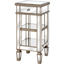 Gold and Silver One Drawer Mirrored Cocktail Side Table