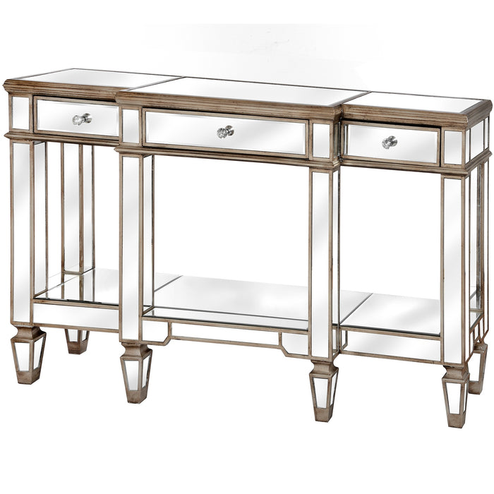 Gold and Silver Mirrored Display Console