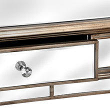 Metallic Silver, 2 Drawer Mirrored Console Table