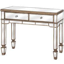 Metallic Silver, 2 Drawer Mirrored Console Table