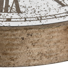 Mirrored Round Framed Clock Side Table With Moving Mechanism