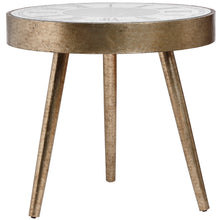 Mirrored Round Framed Clock Side Table With Moving Mechanism