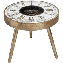 Mirrored Round Framed Clock Side Table With Moving Mechanism