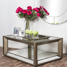 Large, Metallic Finish Mirrored Coffee Table