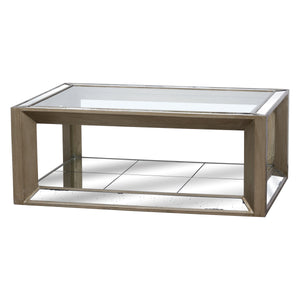 Large, Metallic Finish Mirrored Coffee Table