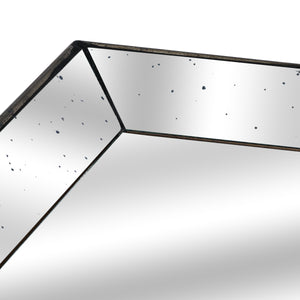 Astor Distressed Mirrored Square Tray With Wooden Detailing