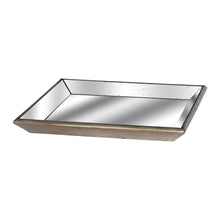 Astor Distressed Mirrored Square Tray With Wooden Detailing