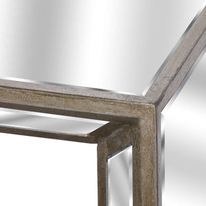 Silver Mirrored Glass Top with Metallic Paint Console Table