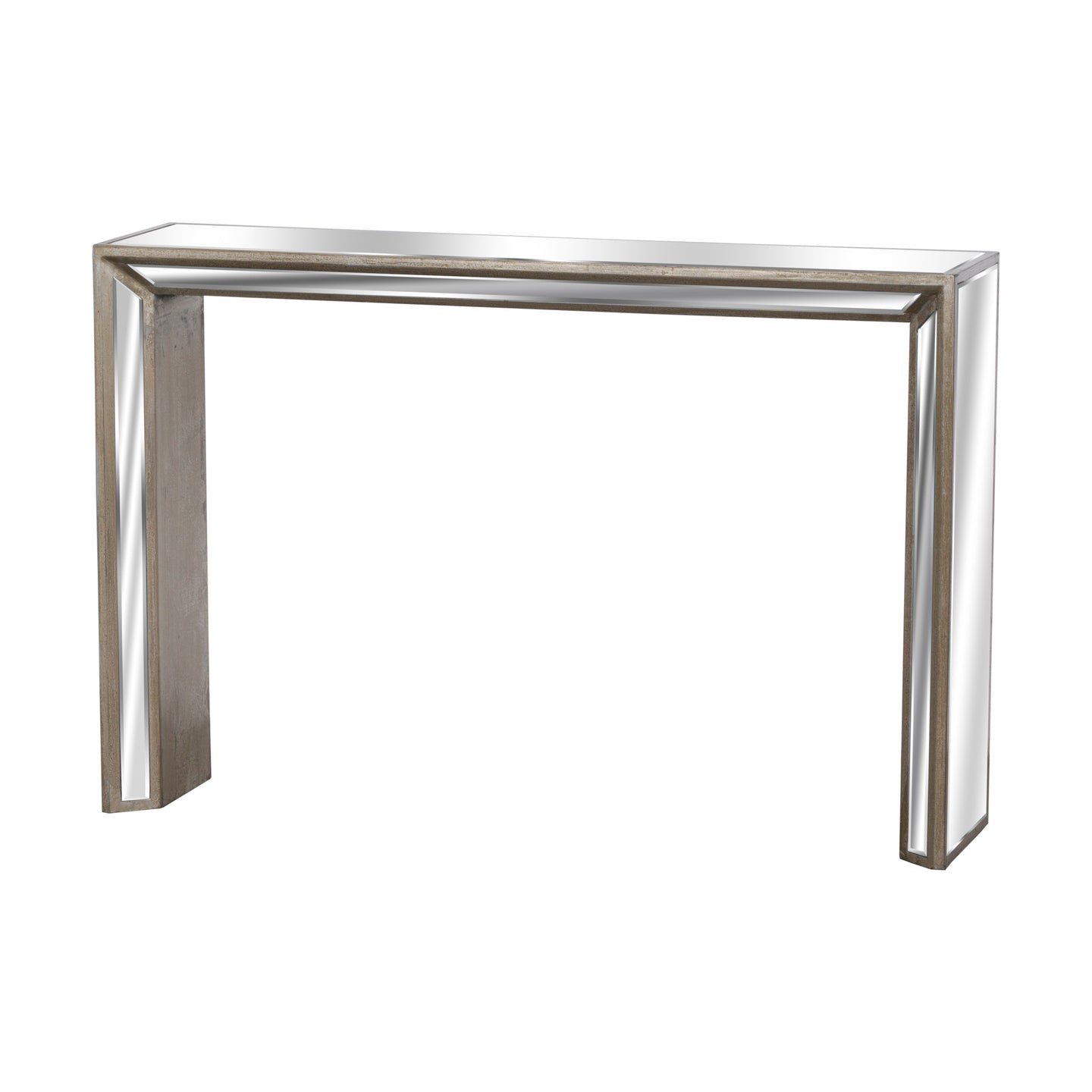 Silver Mirrored Glass Top with Metallic Paint Console Table