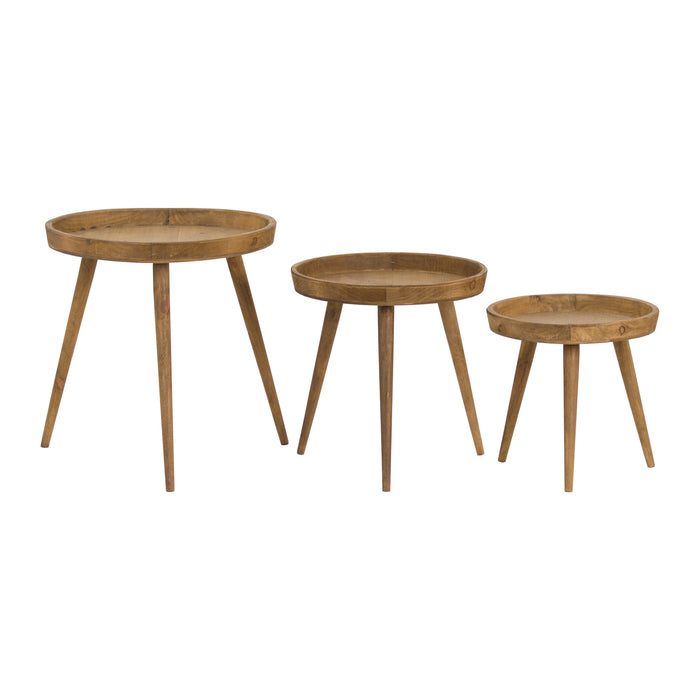 Loft Collection Set Of 3 Round Wooden End Table