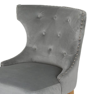Grey Velvet Tufted High Bar Stool