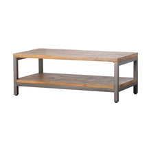 Industrial Wooden Coffee Table with Bottom Shelf