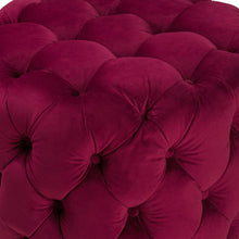 Maroon Velvet Round Small Footstool