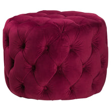 Maroon Velvet Round Small Footstool