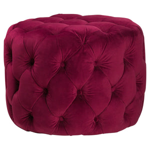 Maroon Velvet Round Small Footstool